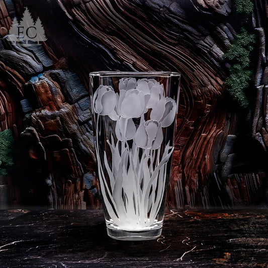 Tulips Square Crystal Vase