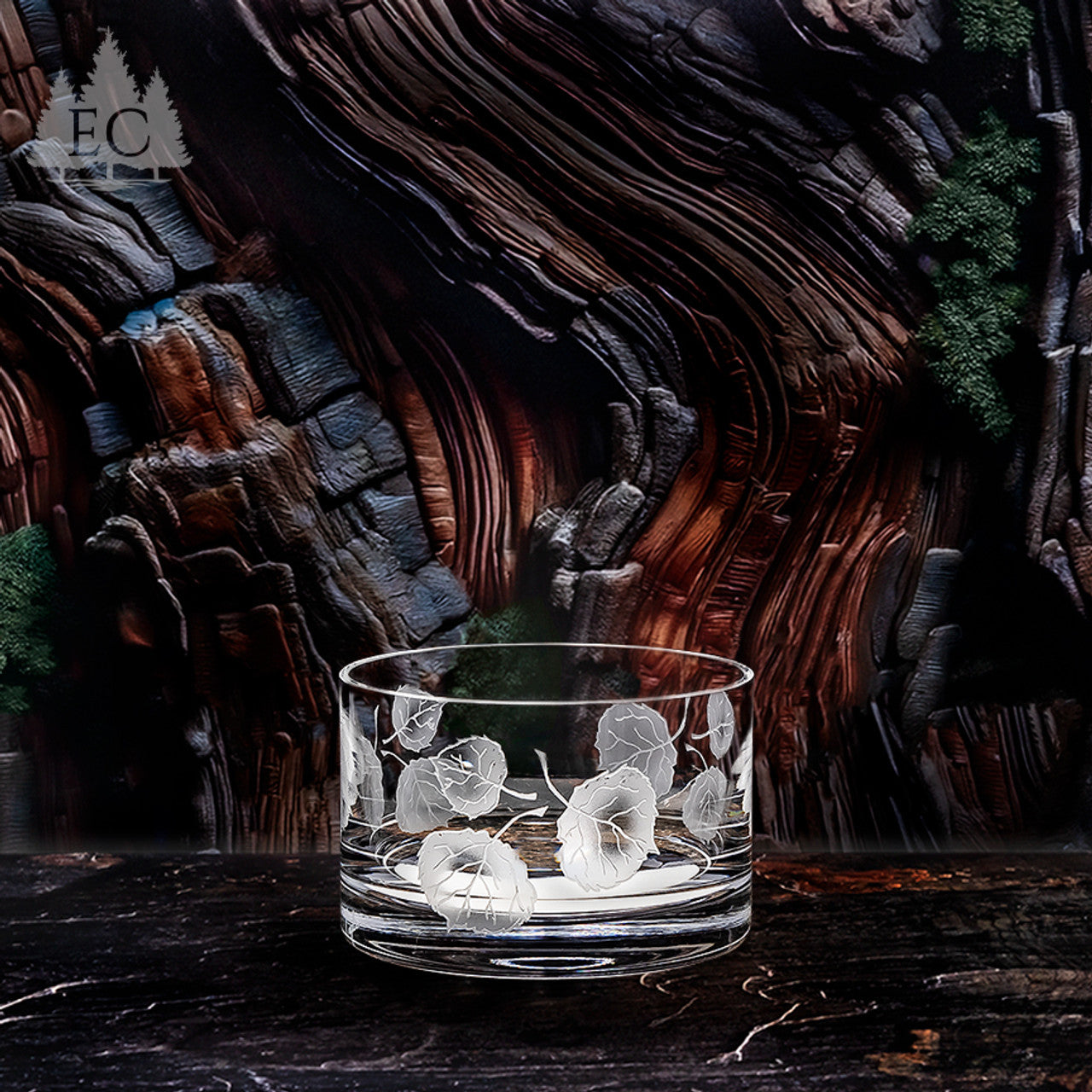 Aspen Leaves Wrapped Crystal Bowl