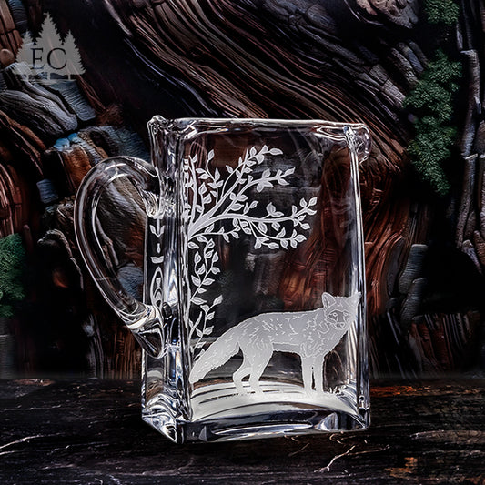 Fox Scene Square Crystal Pitcher