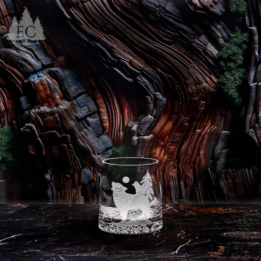 Wolf Scene Crystal Rocks Glasses