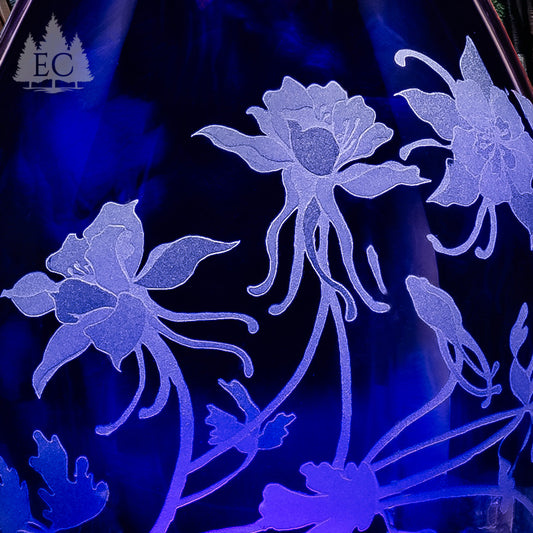 Evergreen Crystal Cobalt Blue Columbine Vase