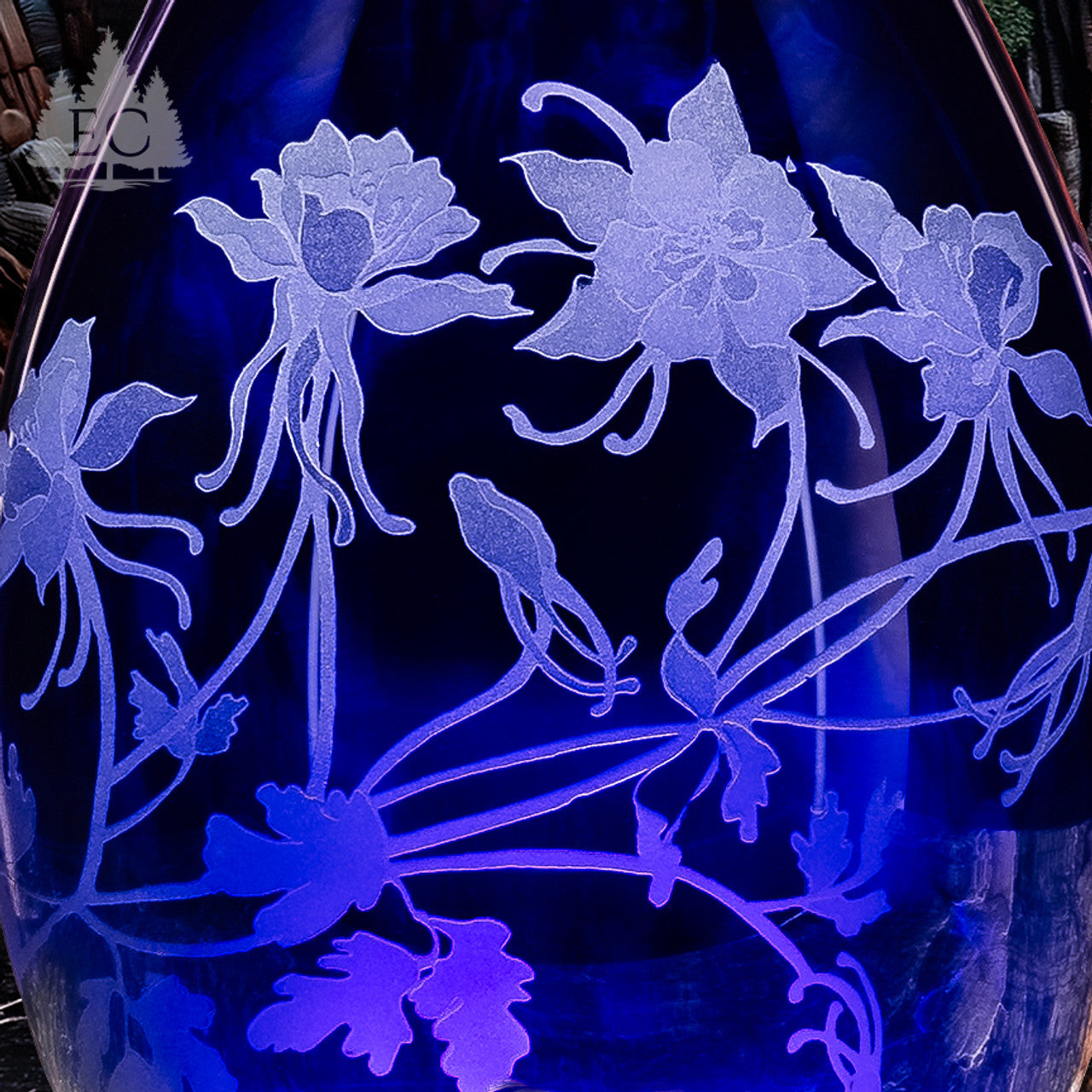 Columbine Cobalt Crystal Barrel Vase