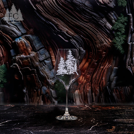 Evergreen Crystal Pine Trees White Wine Glass