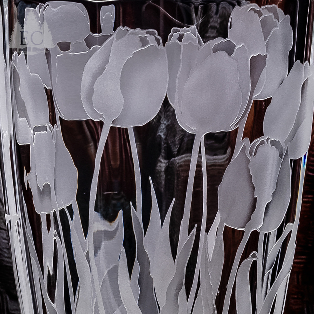 Tulips Square Crystal Vase