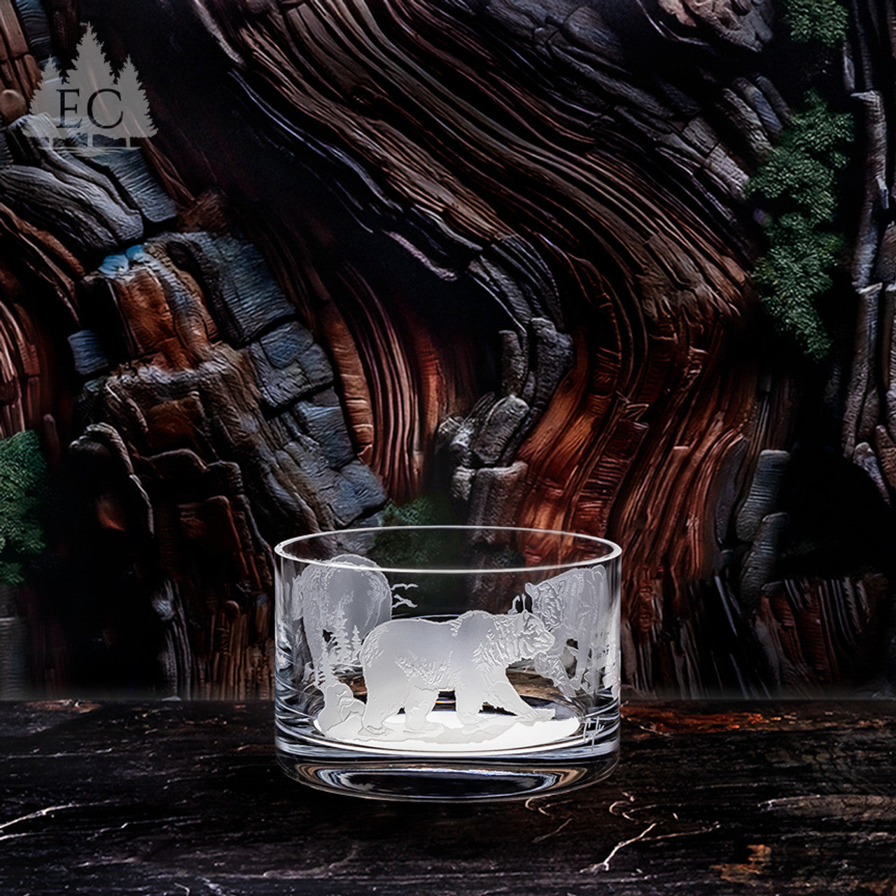 North American Bears Wrapped Crystal Bowl