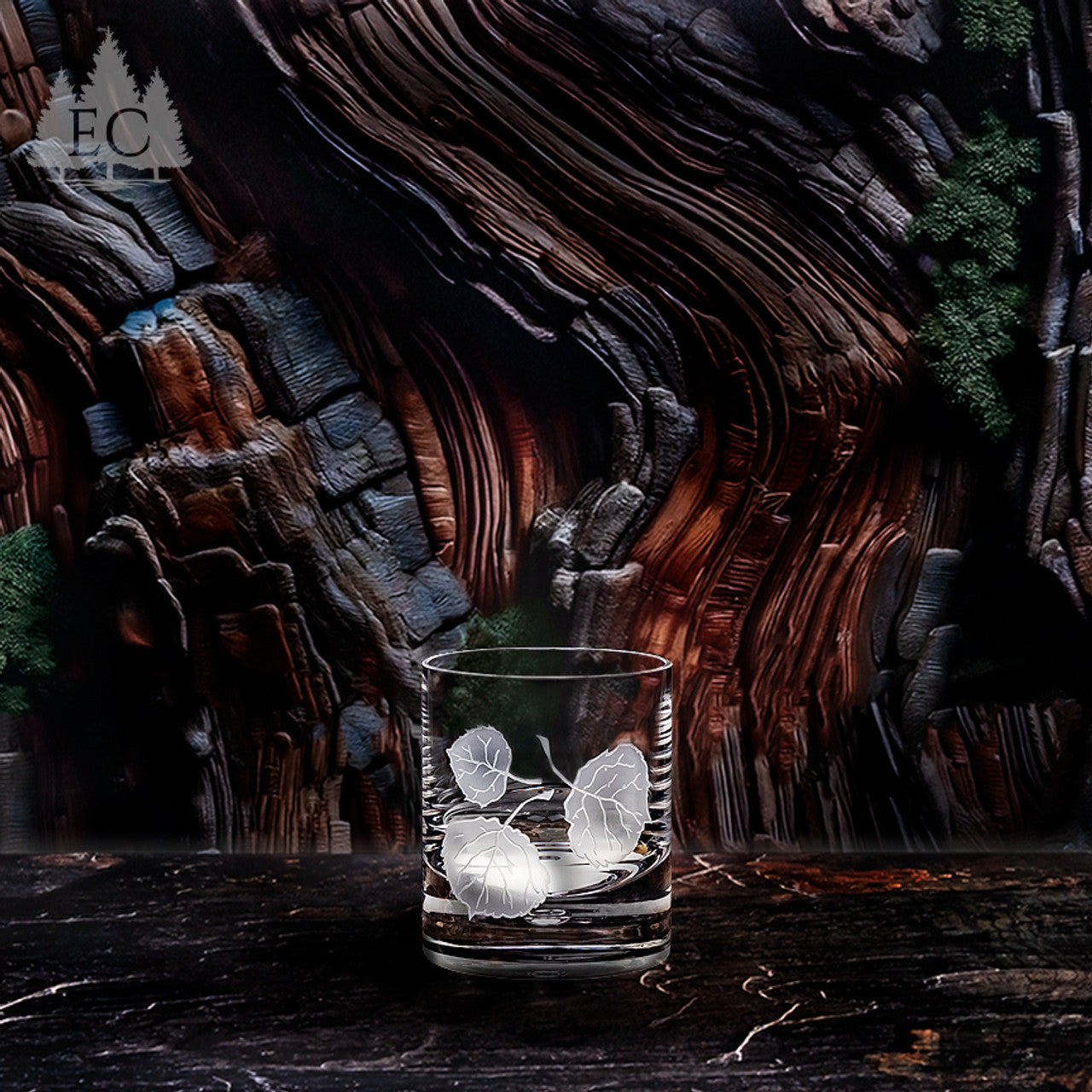 Aspen Leaves Crystal Rocks Glasses