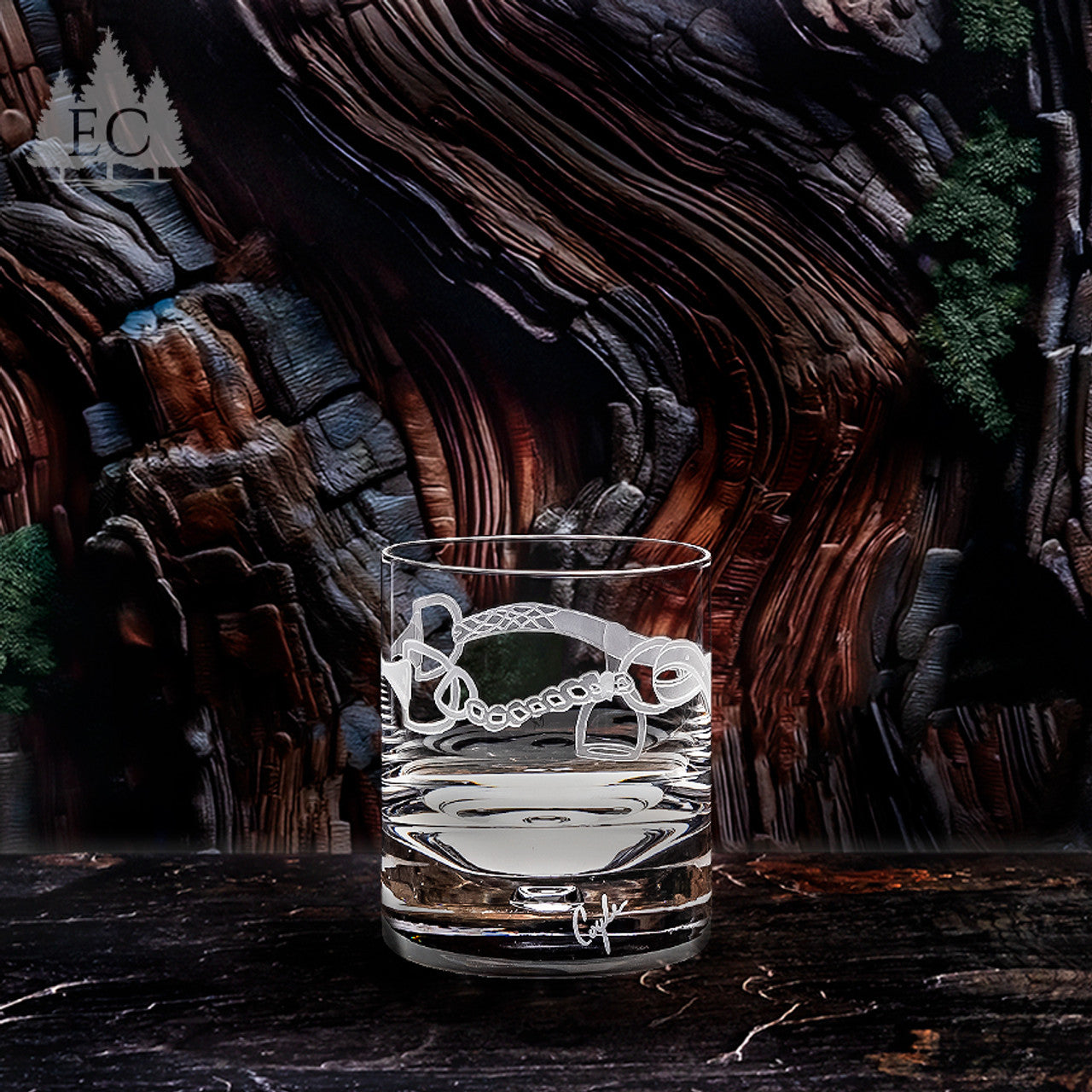 Horse Tack Wrapped Crystal Rocks Glasses, Set of 2