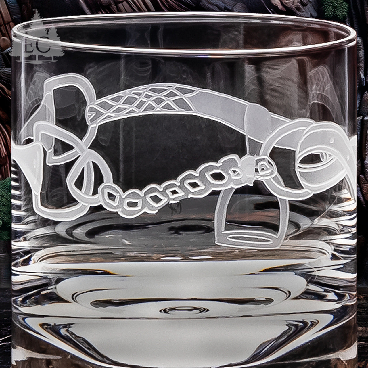 Horse Tack Wrapped Crystal Rocks Glasses, Set of 2