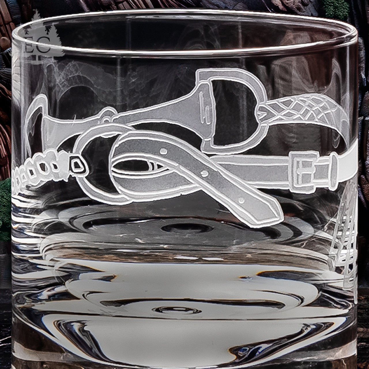 Horse Tack Wrapped Crystal Rocks Glasses, Set of 2