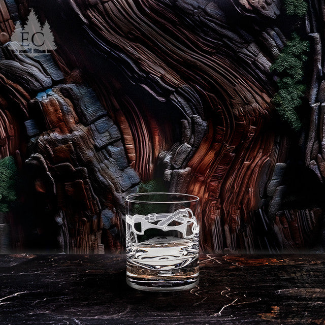 Horse Tack Wrapped Crystal Rocks Glasses, Set of 2