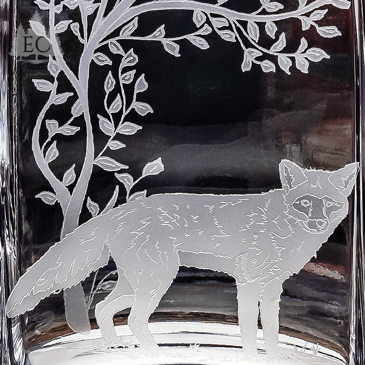 Fox Scene Square Crystal Pitcher