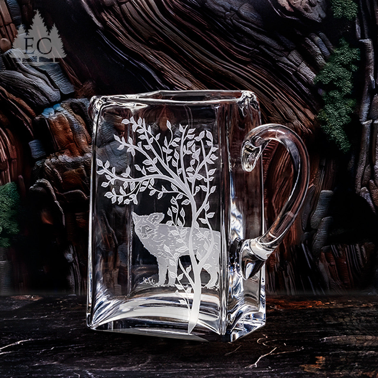 Fox Scene Square Crystal Pitcher