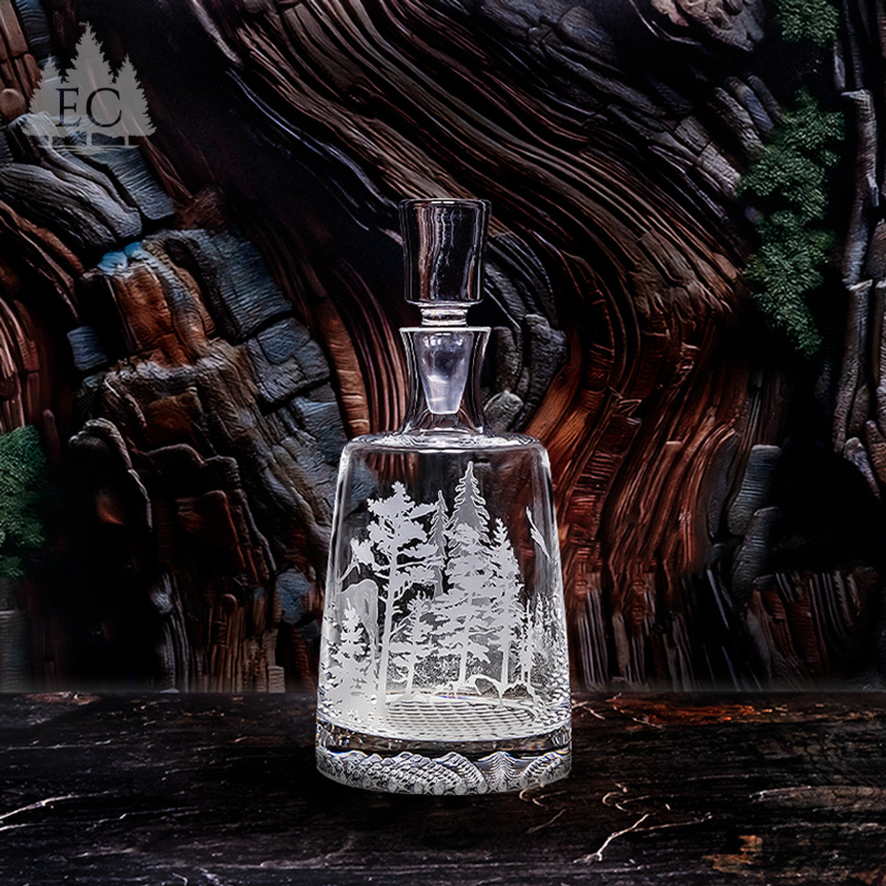 Elk Scene Crystal Decanter