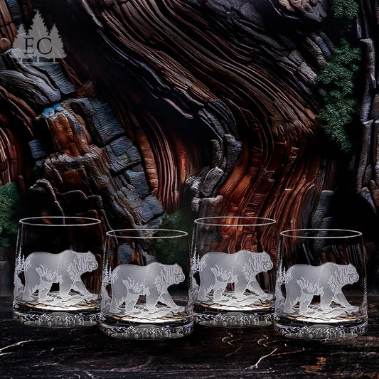Grizzly Bear Crystal Rocks Glasses