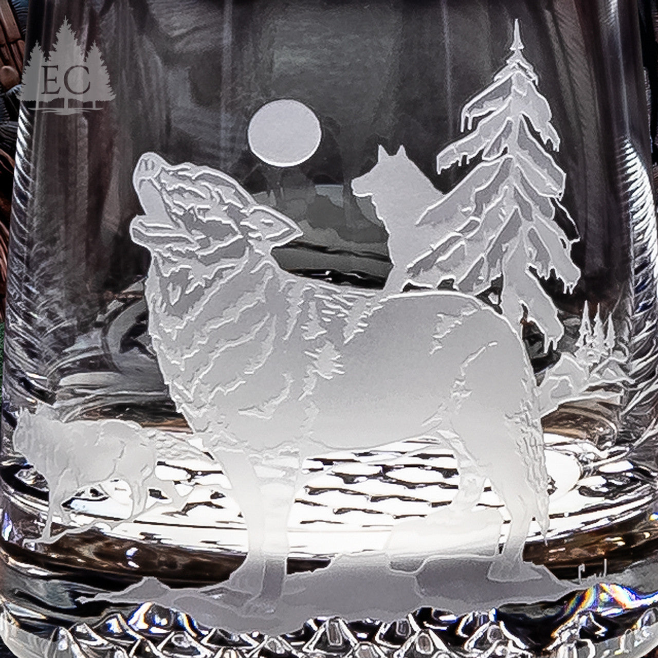 Wolf Scene Crystal Rocks Glasses