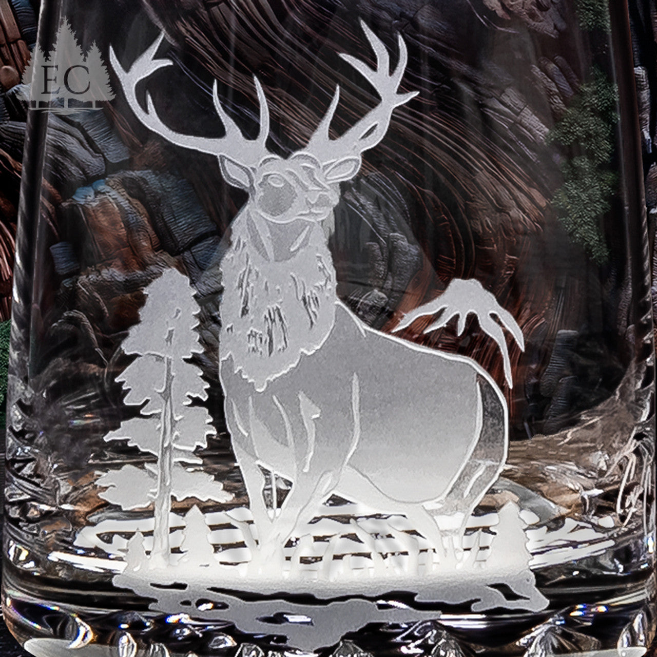 Mountain Elk Crystal Rocks Glasses