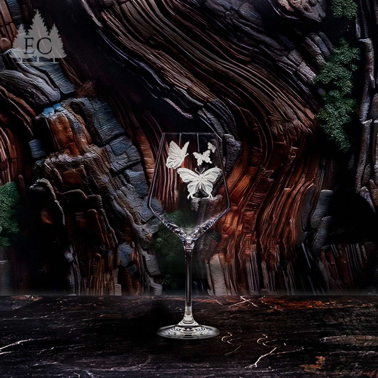 Butterflies Crystal Red Wine Glasses