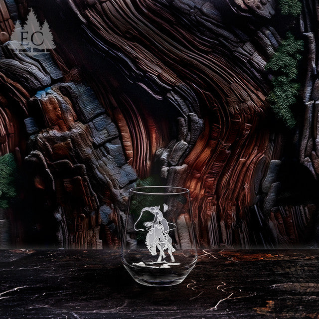 Bronco Rider Crystal Stemless Wine Glasses