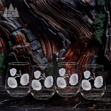Evergreen Crystal Stemless Wine Glasses