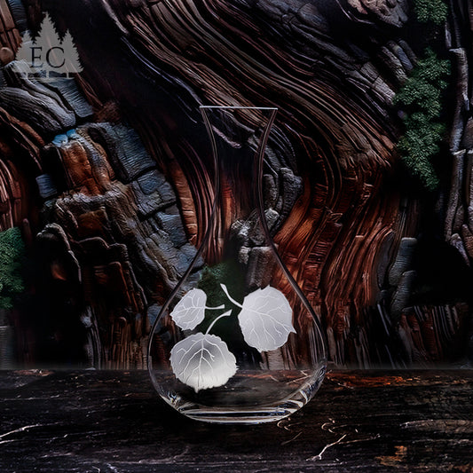 Evergreen Crystal Aspen Leaves Wine Carafe