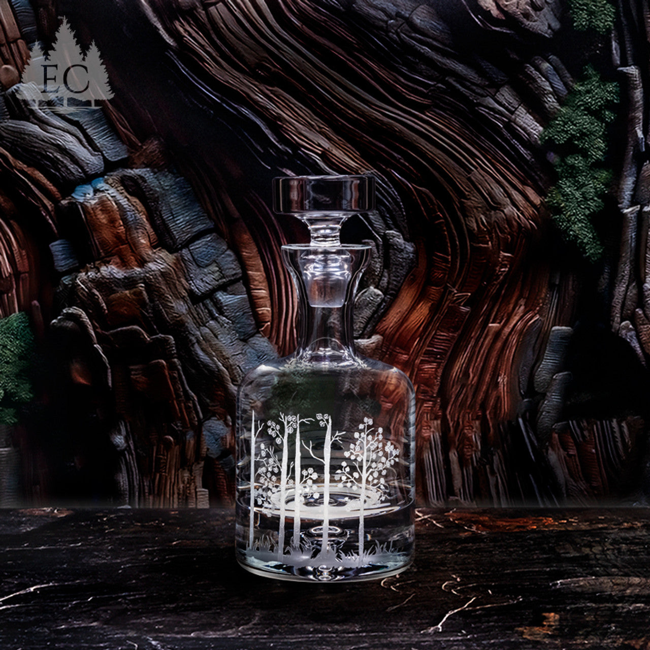 Evergreen Crystal Aspen Trees Decanter