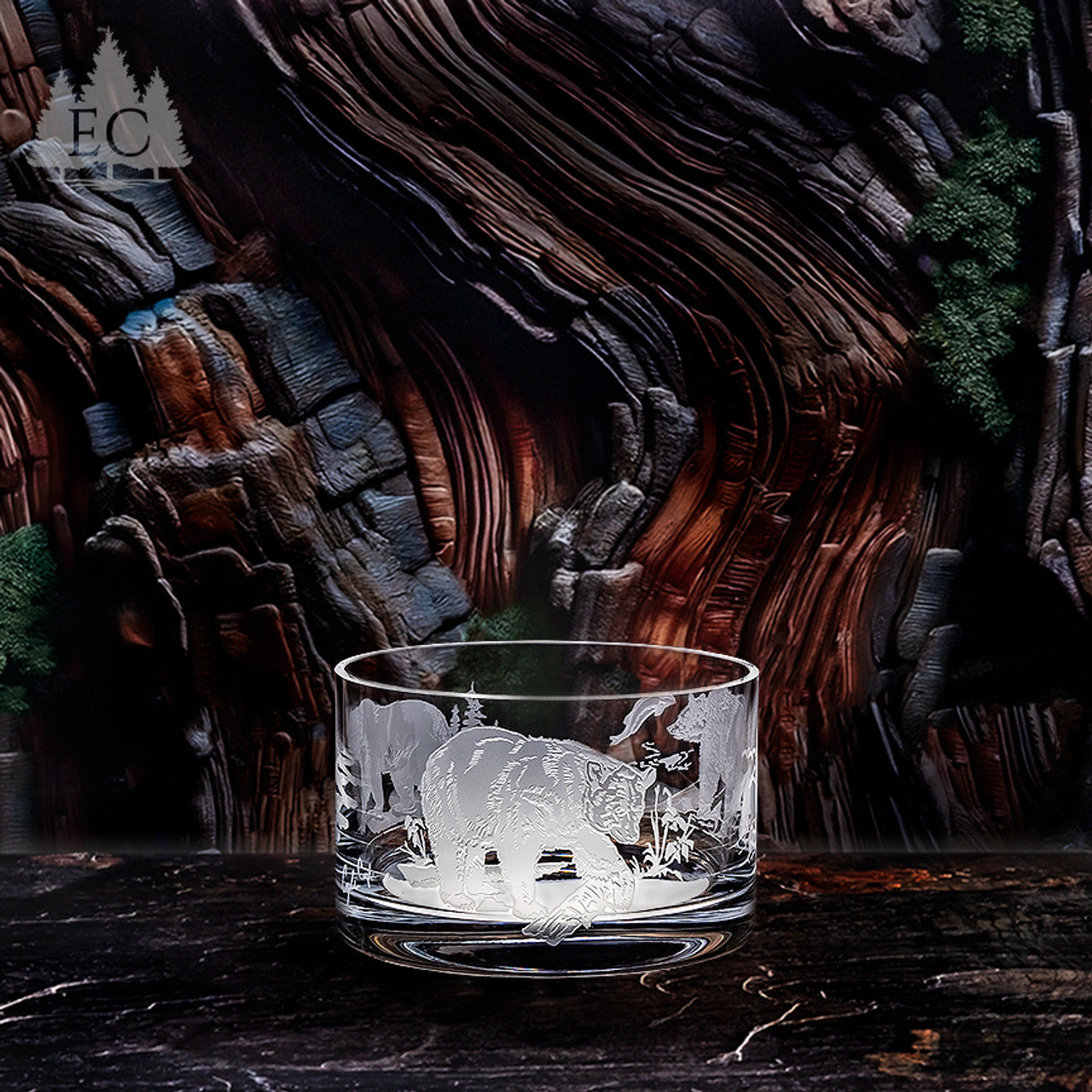 North American Bears Wrapped Crystal Bowl