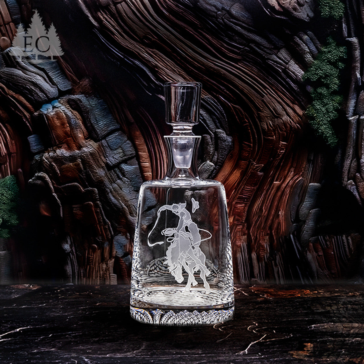 Bronco Rider Crystal Decanter