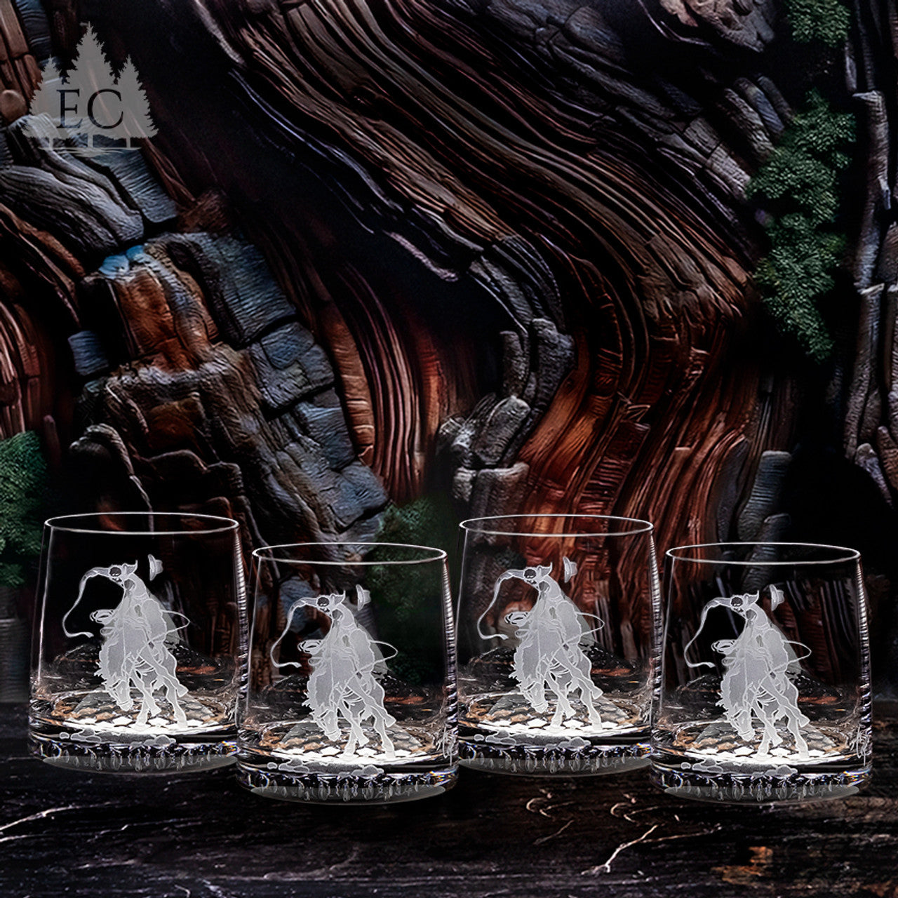 Bronco Rider Crystal Rocks Glasses