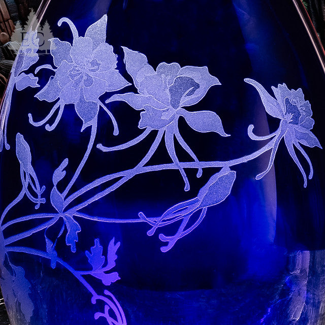 Evergreen Crystal Cobalt Blue Columbine Vase