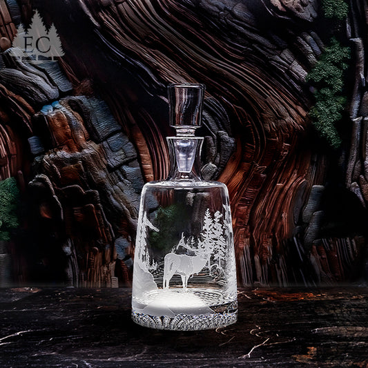 Elk Scene Crystal Decanter