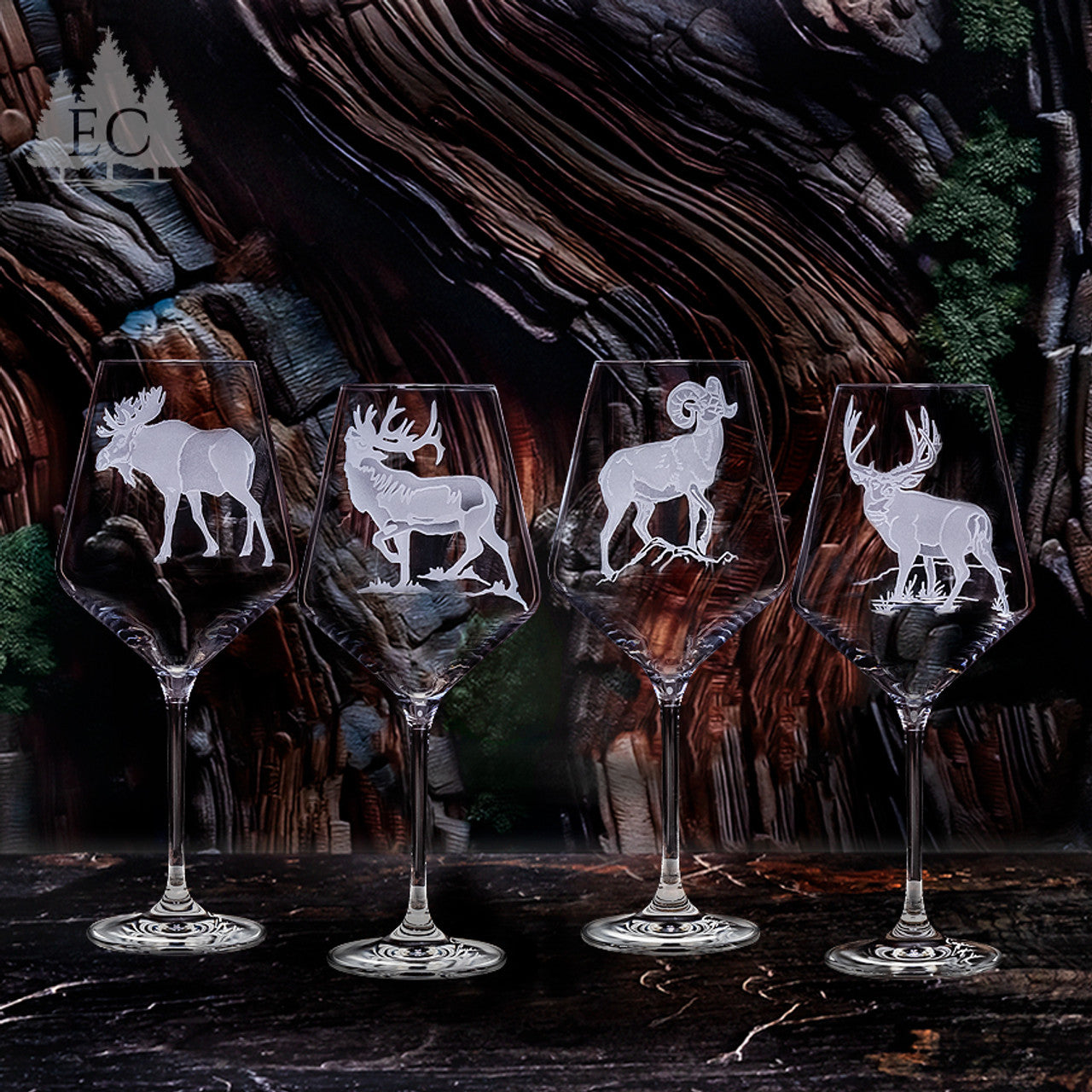 Hoofed Quartet Crystal Red Wine Glasses, Set of 4