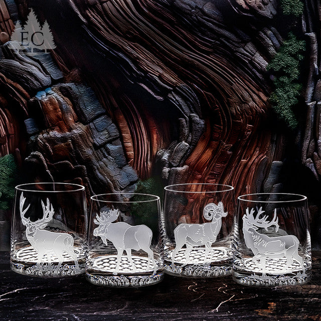 Hoofed Quartet Crystal Rocks Glasses, Set of 4
