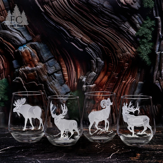 Hoofed Quartet Crystal Stemless Wine Glasses, Set of 4