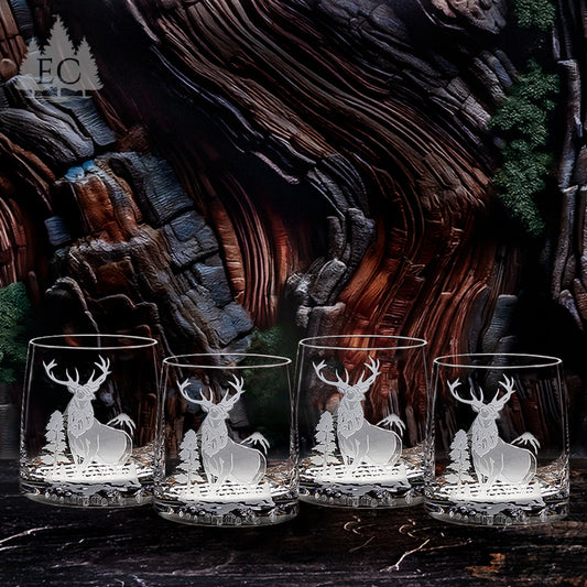 Mountain Elk Crystal Rocks Glasses