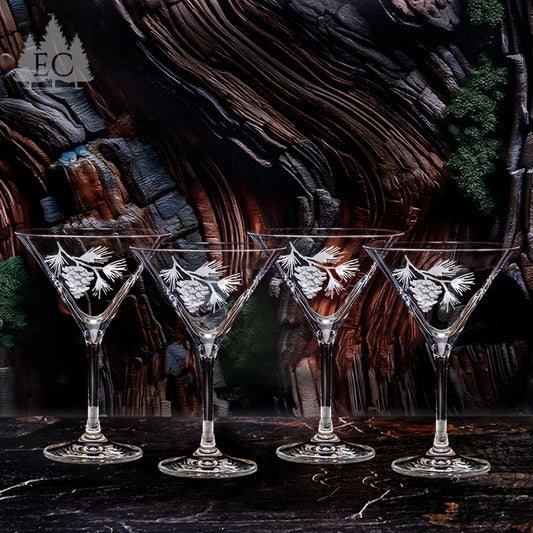 Pinecone Crystal Martini Glasses