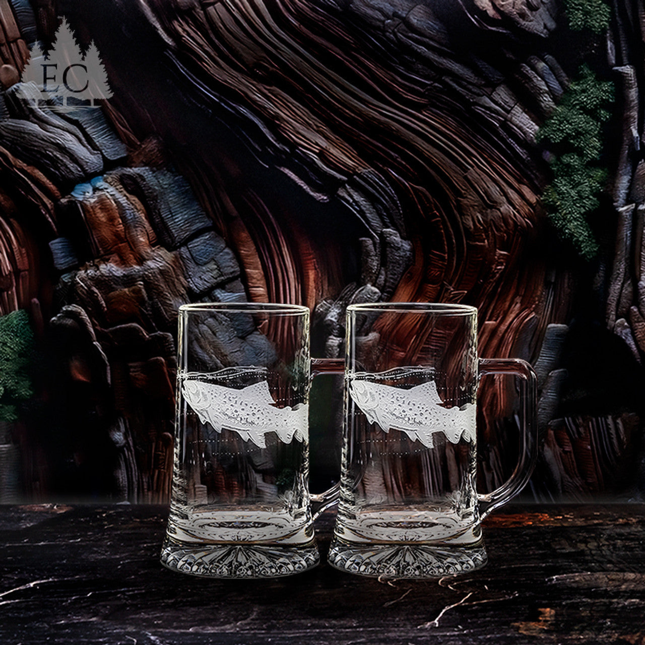 Evergreen Crystal Trout Mugs