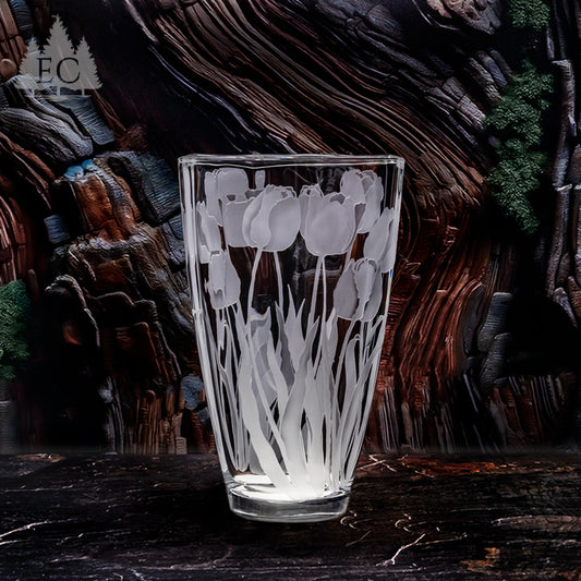 Tulips Square Crystal Vase