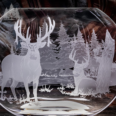 Whitetail Deer Neo Oval Crystal Vase