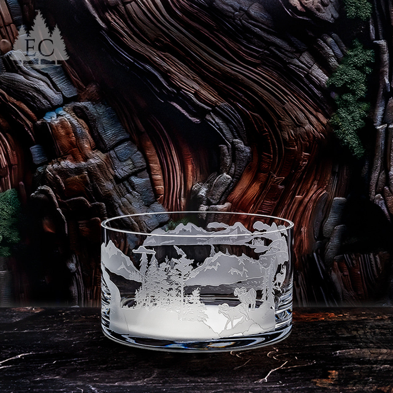 Wilderness Scene Wrapped Crystal Bowl