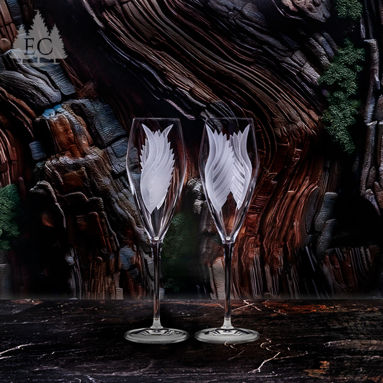 Evergreen Crystal Wings Champagne Flute