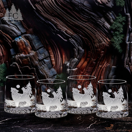 Wolf Scene Crystal Rocks Glasses