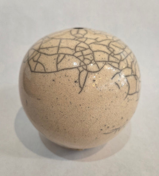 Cream Crackle Raku Vase