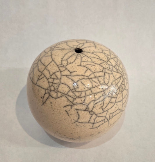 Cream Crackle Raku Vase