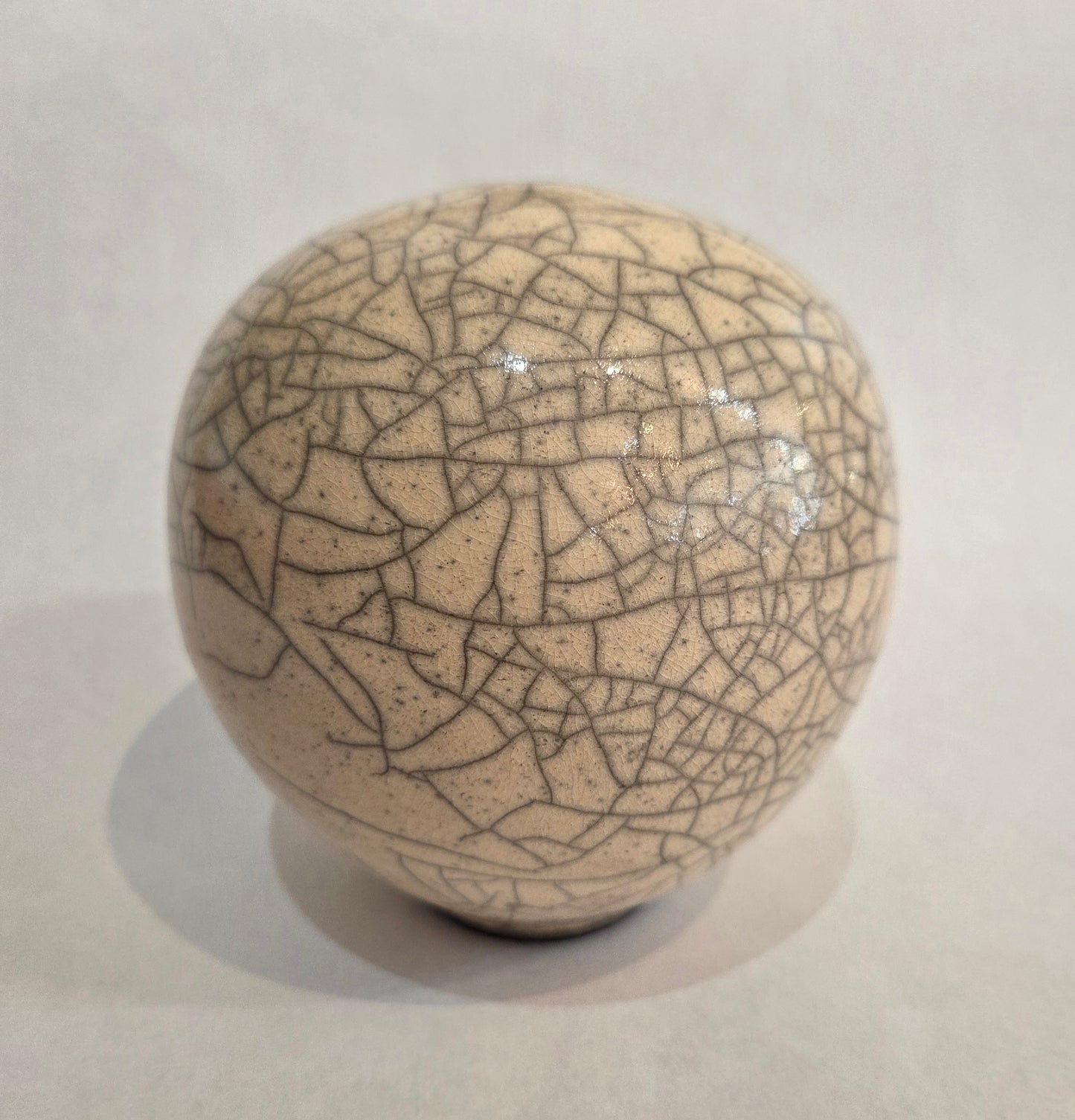 Cream Crackle Raku Vase